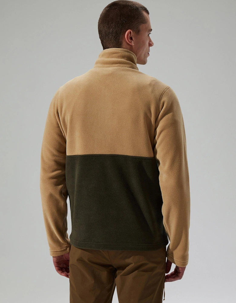 Mens Prism Colour Block Half Zip Fleece - Beige