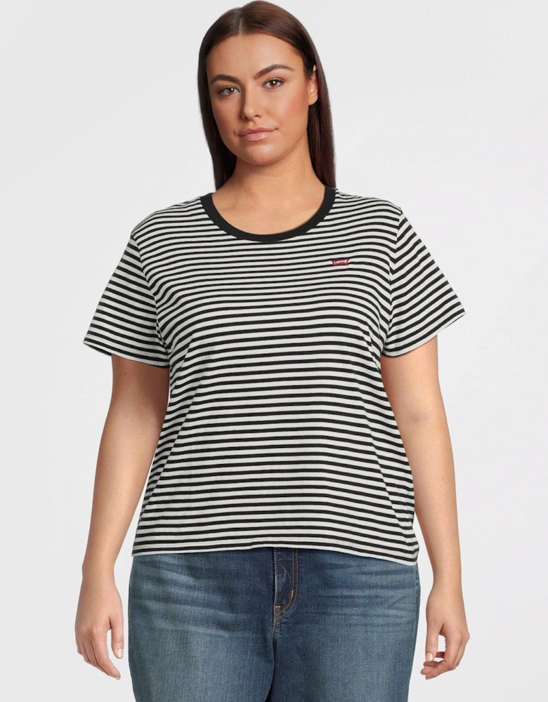 The Perfect Tee (plus) - Raita Stripe Caviar - Multi