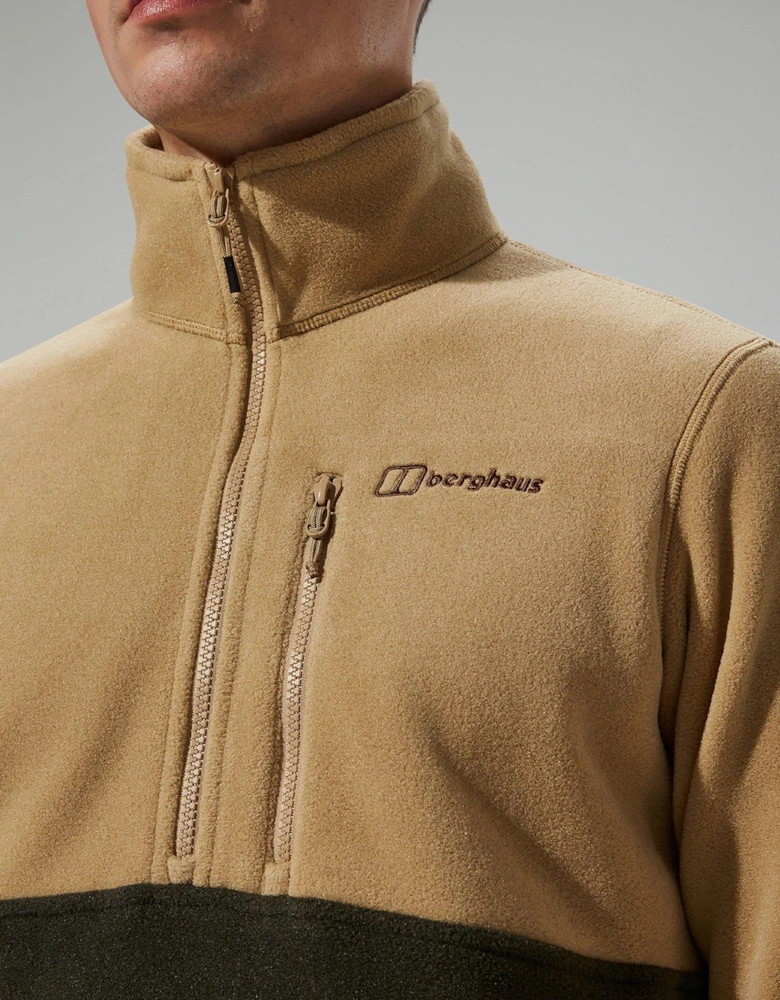 Mens Prism Colour Block Half Zip Fleece - Beige