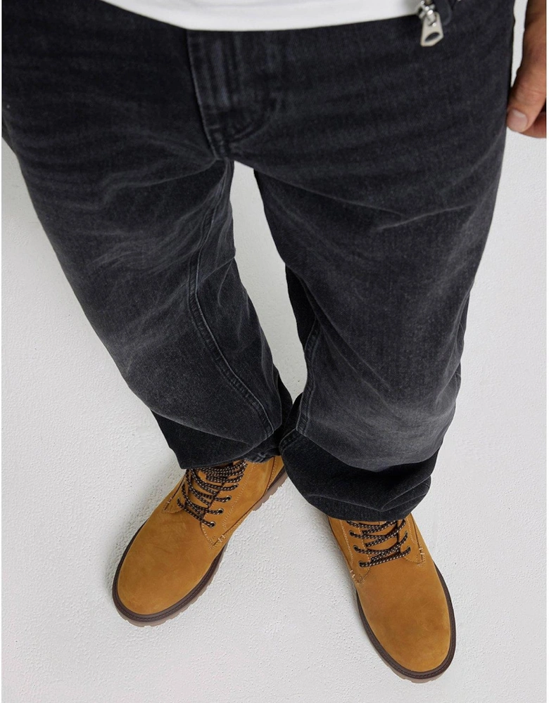 Nubuck Look Padded Collar Lace Up Boots - Light Brown