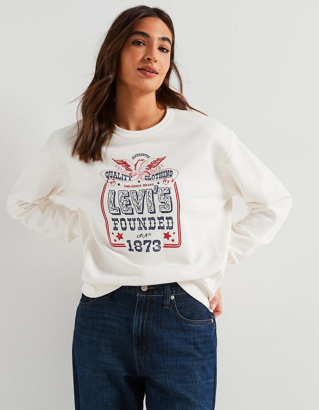 Graphic Heritage Crewneck Sweatshirt - Levis Founded In 1873 Crew Sugar Swizzle - White, 2 of 1