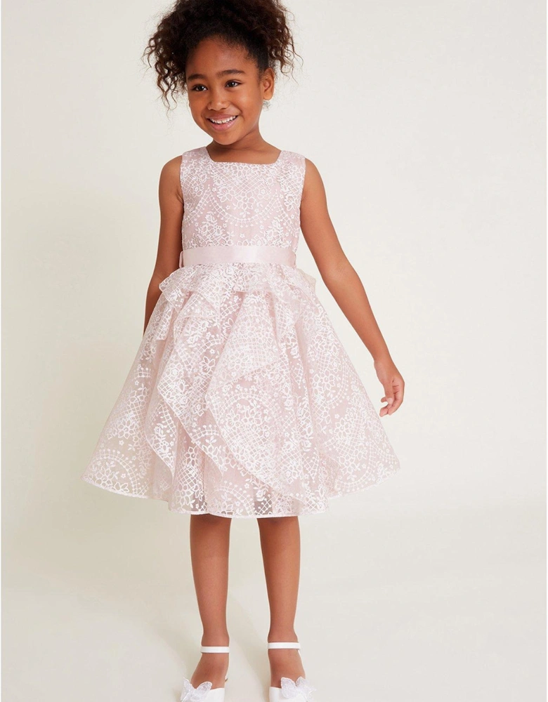 Girls Illena Cancan Lace Dress - Pink