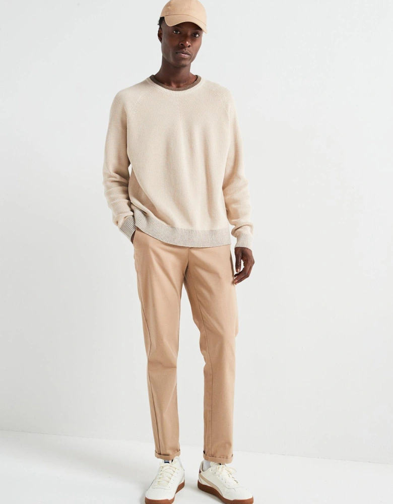 Brion Long Sleeve Relaxed Crew Neck Knitted Jumper - Cream