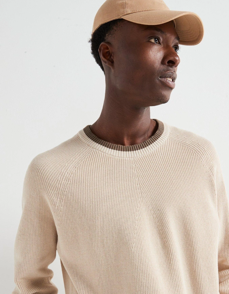 Brion Long Sleeve Relaxed Crew Neck Knitted Jumper - Cream