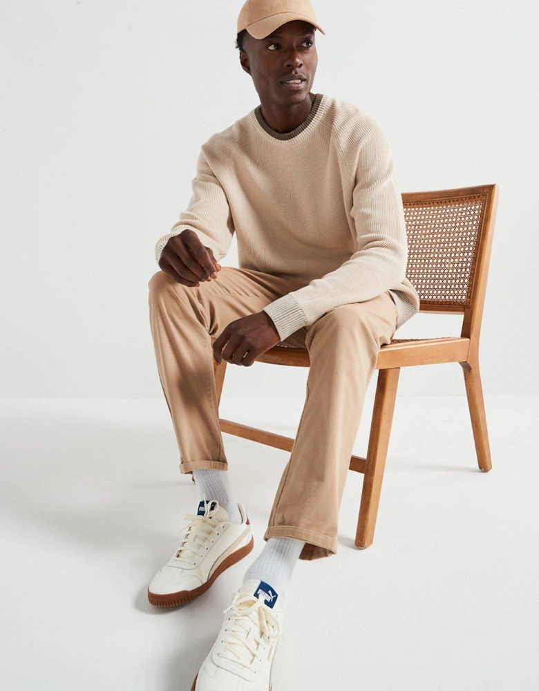 Brion Long Sleeve Relaxed Crew Neck Knitted Jumper - Cream