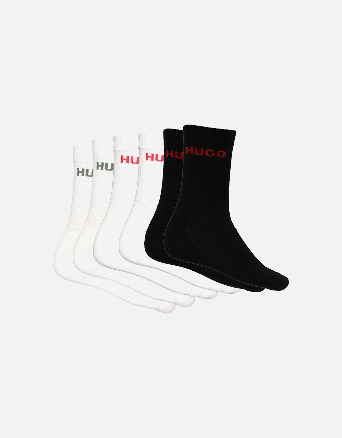 6-Pack Logo Ribbed Sports Socks, White/Black, 5 of 4