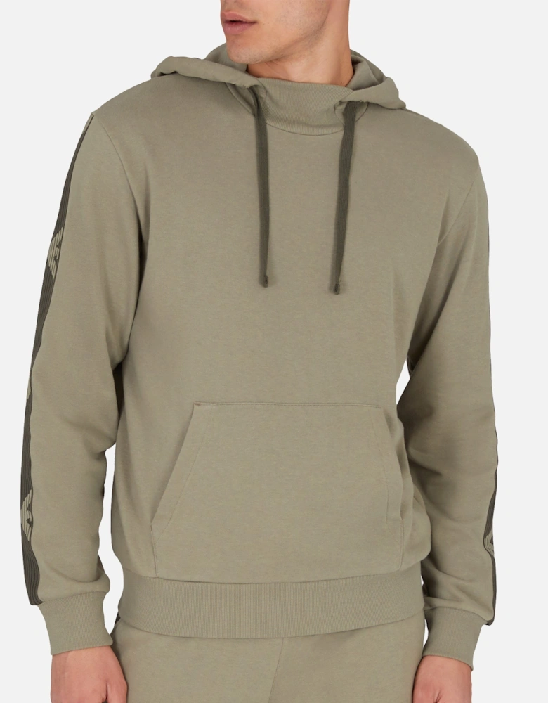 Lounge Woven Tape Hooded Sweatshirt Khaki Green