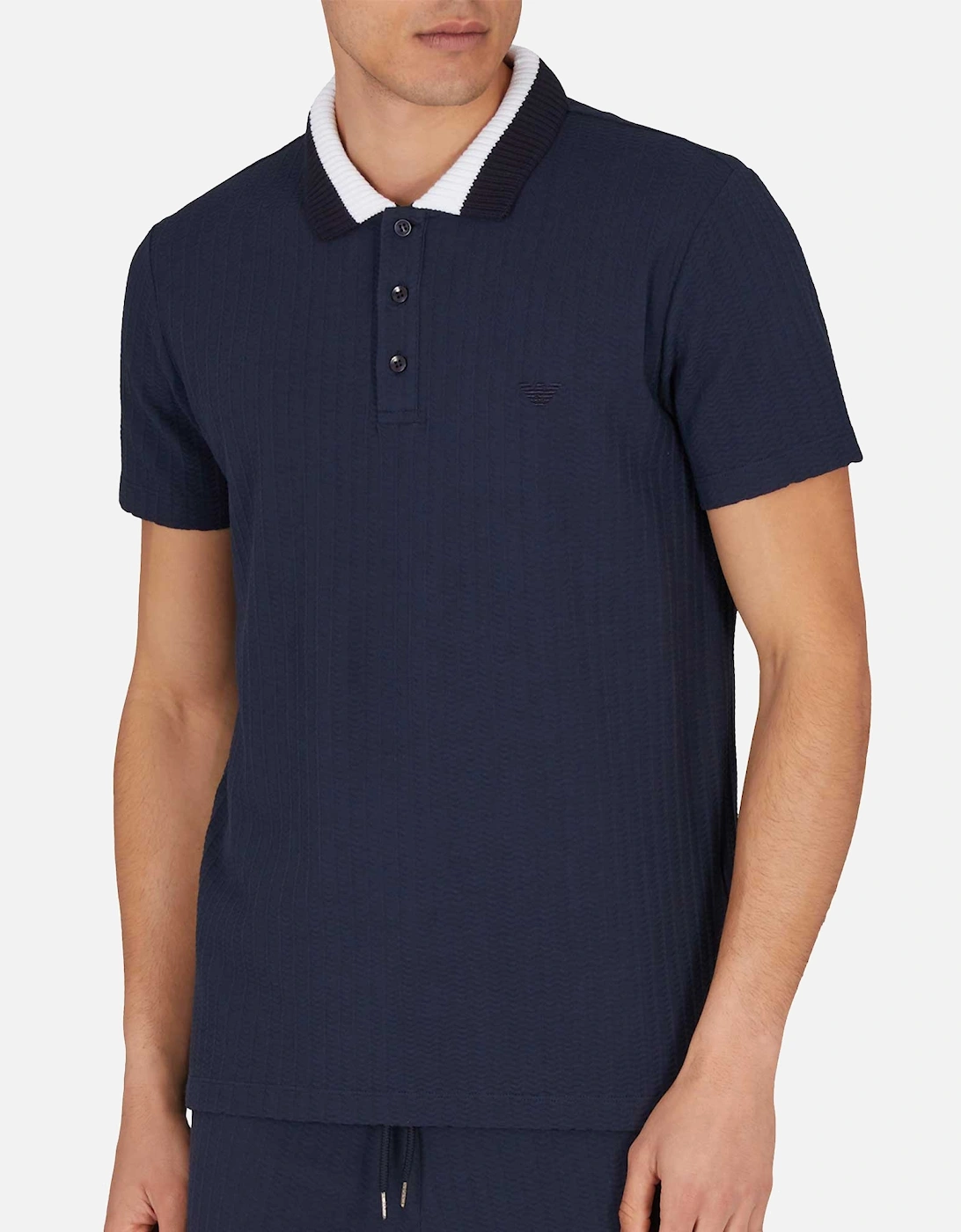 Lounge Waffle Polo Shirt Armani Blue