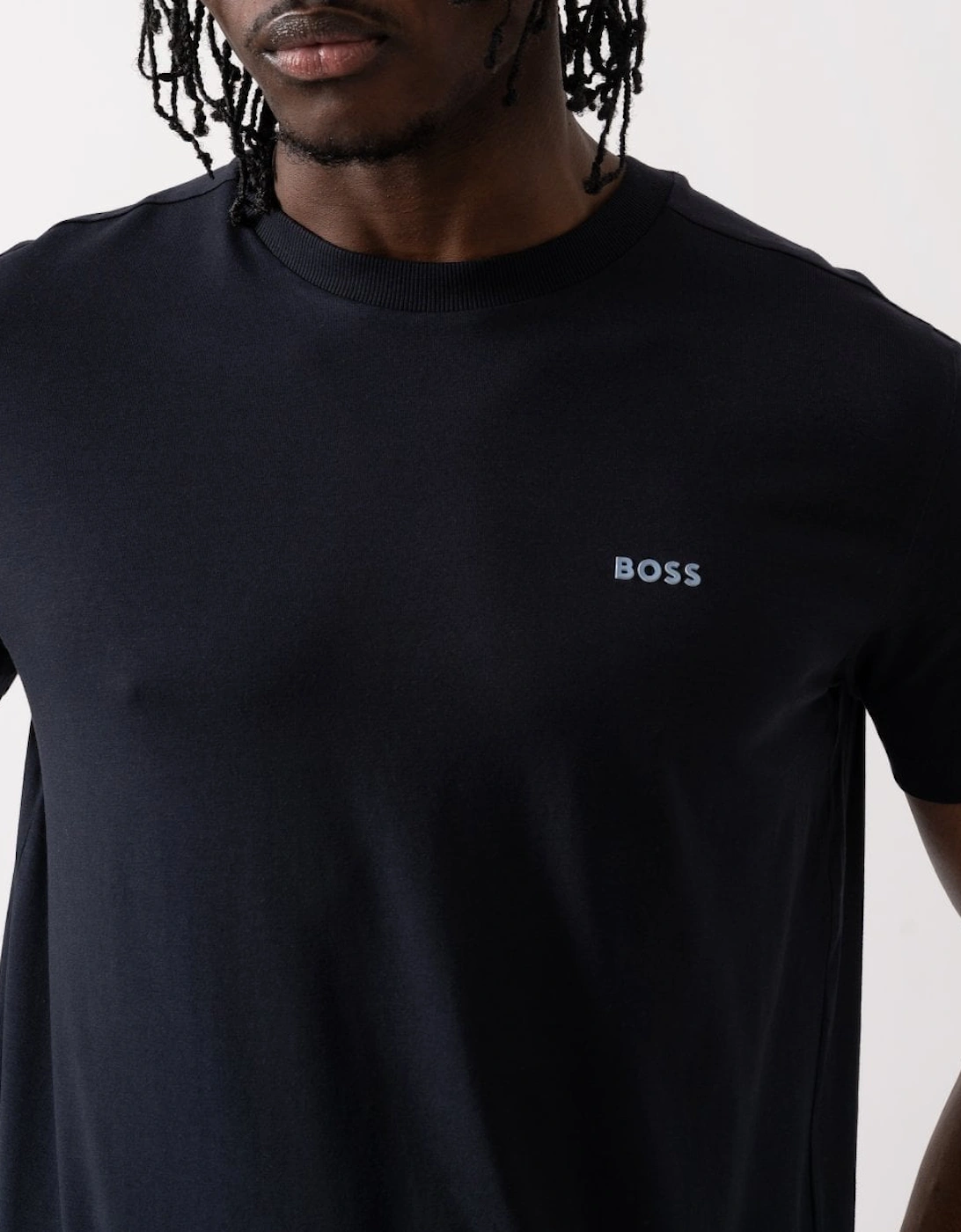 BOSS Green Tee Mens Stretch Cotton T-Shirt with Contrast Logo