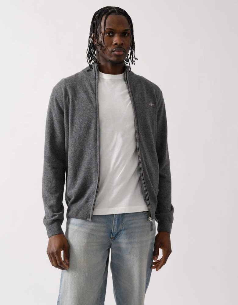 Mens Superfine Lambswool Full Zip Cardigan