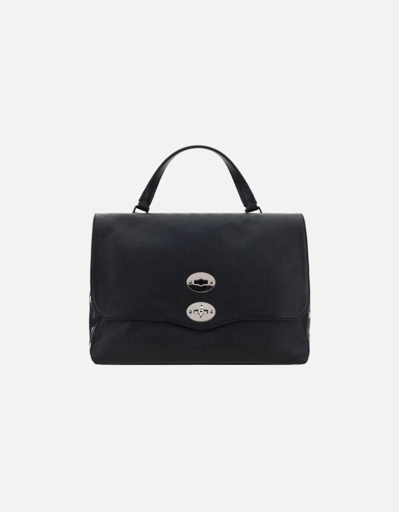 Calfskin Daily Postina Bag with Swivel Hook Closure Women - Black
