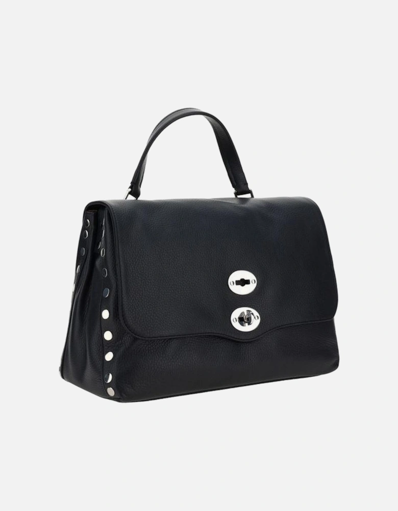 Calfskin Daily Postina Bag with Swivel Hook Closure Women - Black