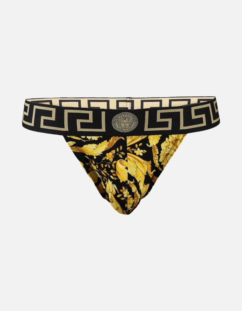 Barocco Greca Jockstrap, Black/Gold