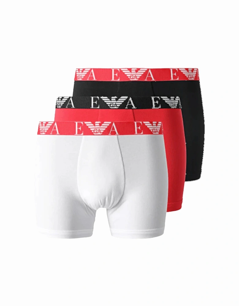 Stretch Cotton Logo 3 Pack Boxers White/Red/Black