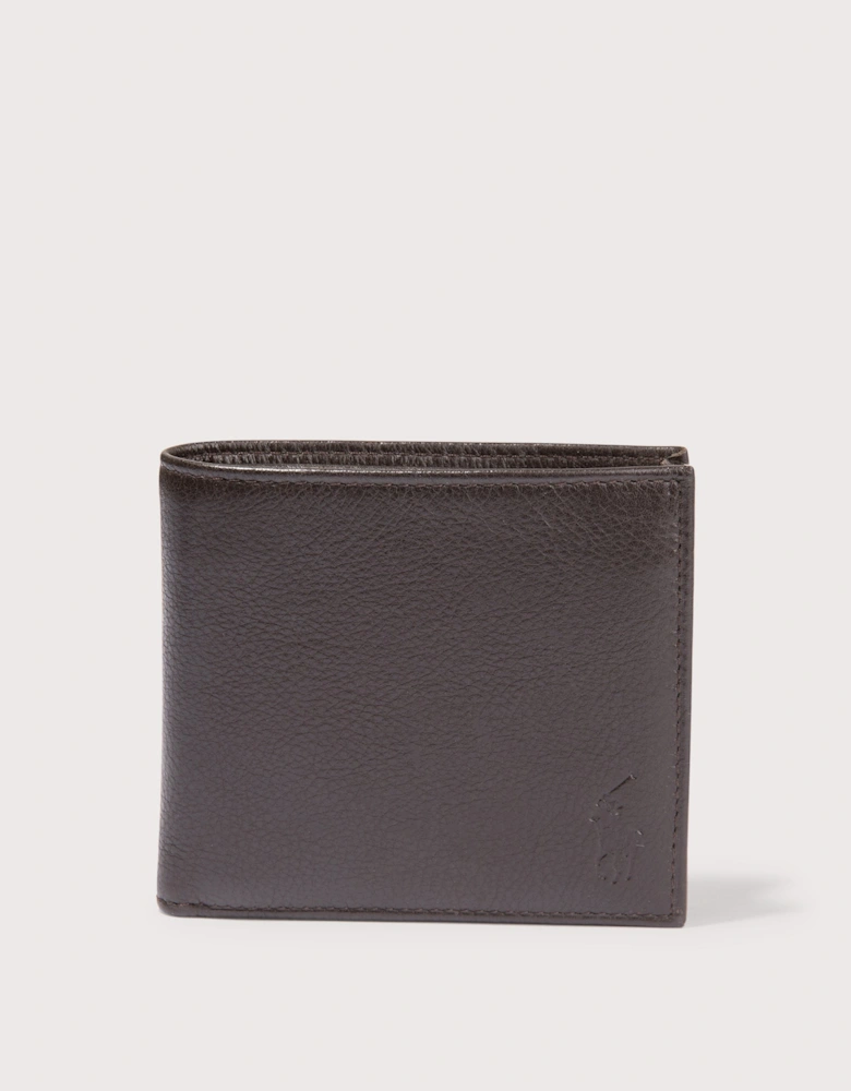 Pebbled Leather Billfold Coin Wallet