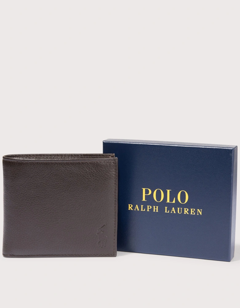 Pebbled Leather Billfold Coin Wallet