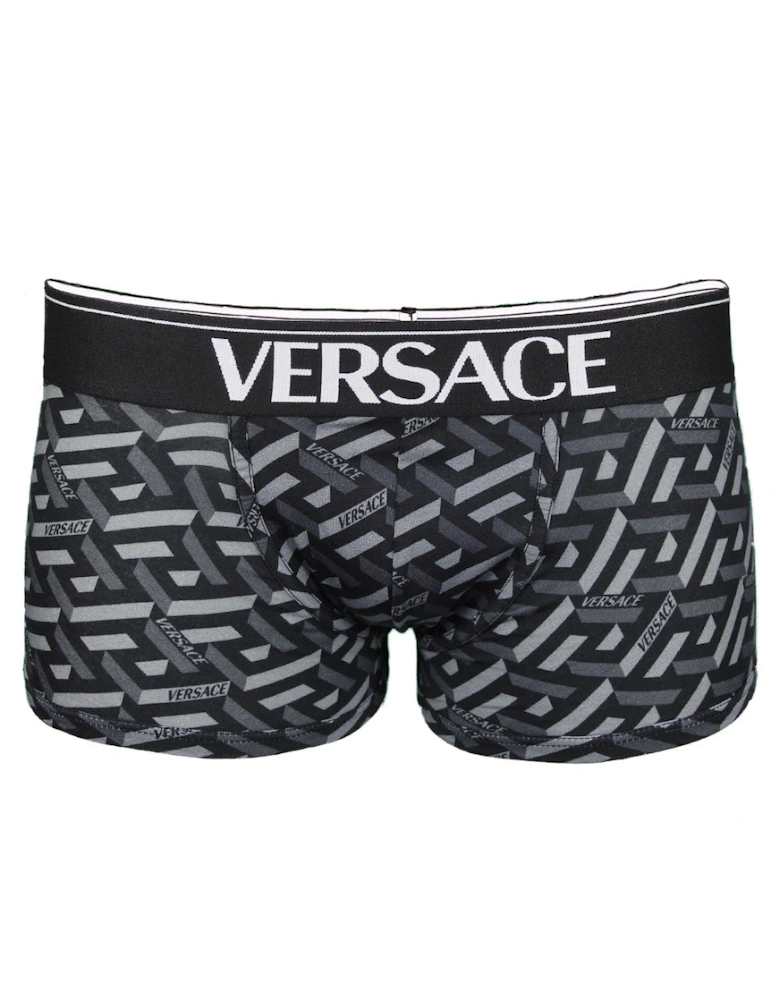 Optical Monogram Logo Print Low Rise Boxer Trunk, Black/grey