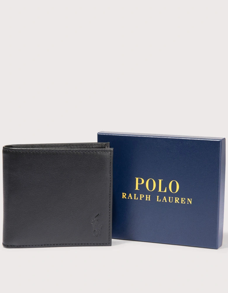 Pebbled Leather Billfold Coin Wallet