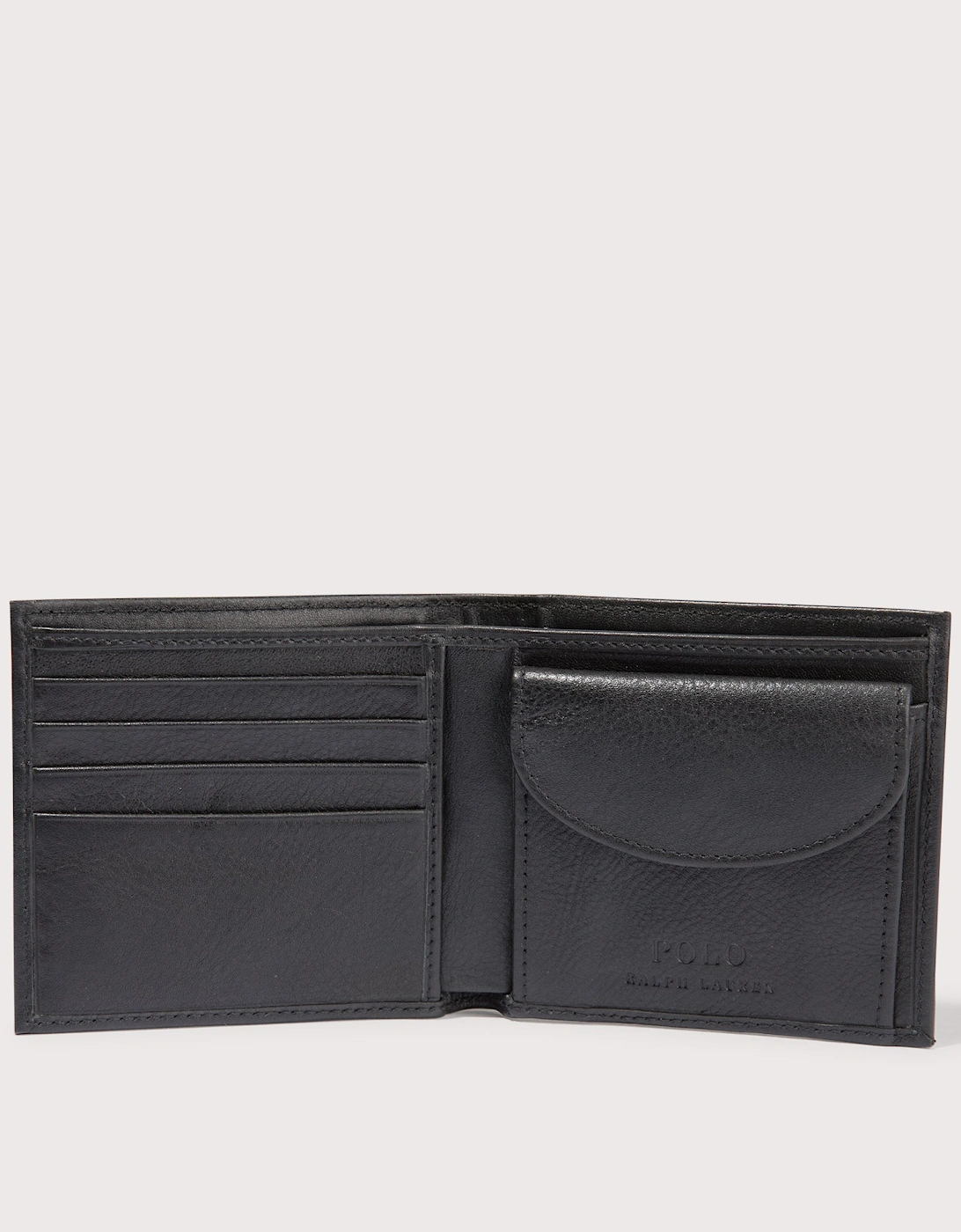 Pebbled Leather Billfold Coin Wallet