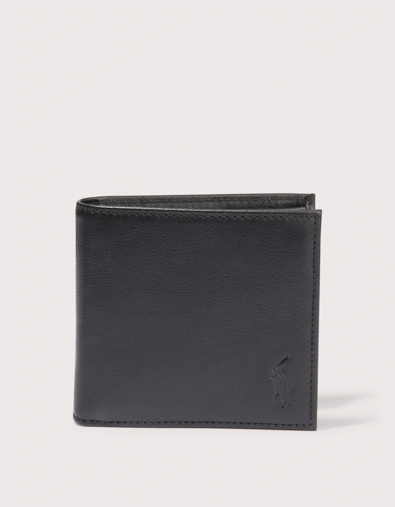 Pebbled Leather Billfold Coin Wallet