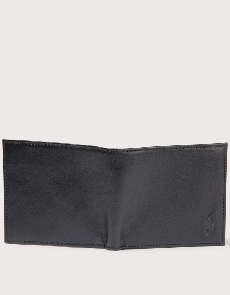 Pebbled Leather Billfold Coin Wallet