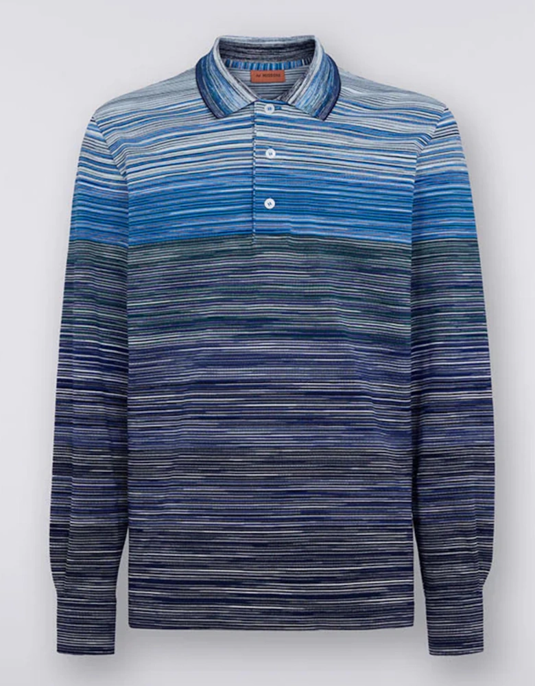 SPACE DYE LONG SLEEVE POLO SHIRT