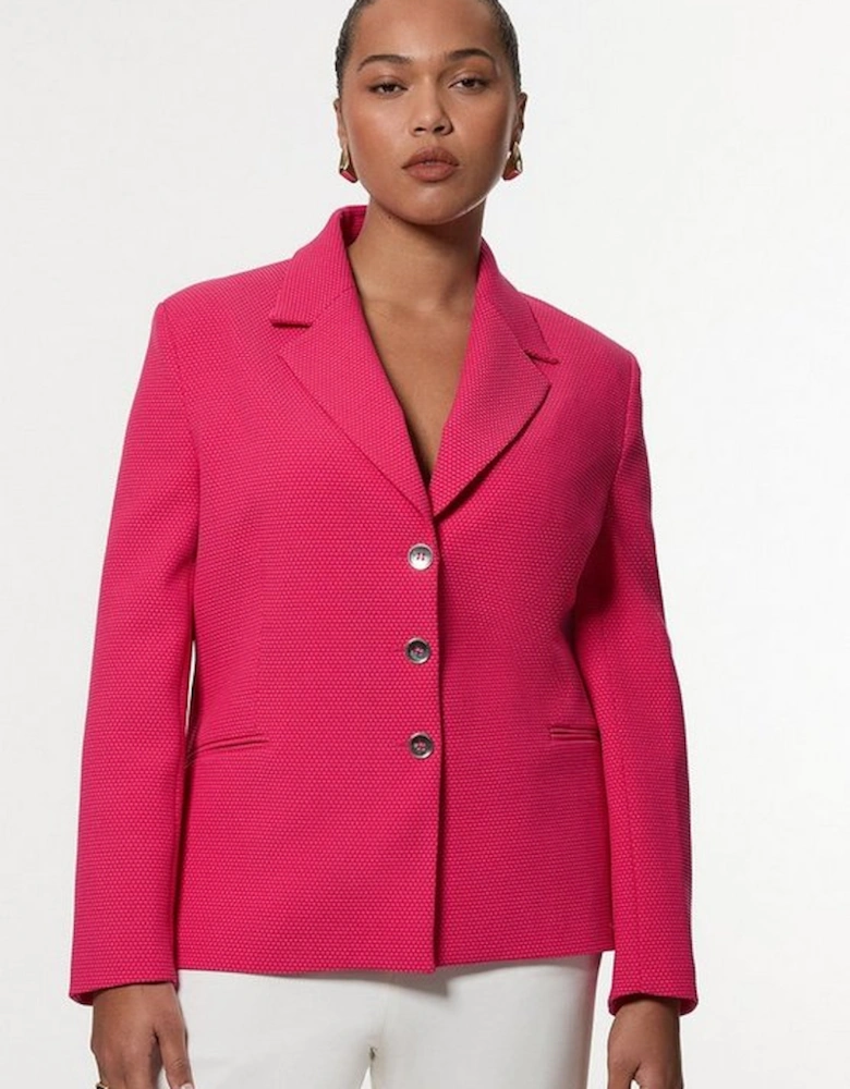 Plus Size Tailored Textured Single Breasted Jacket