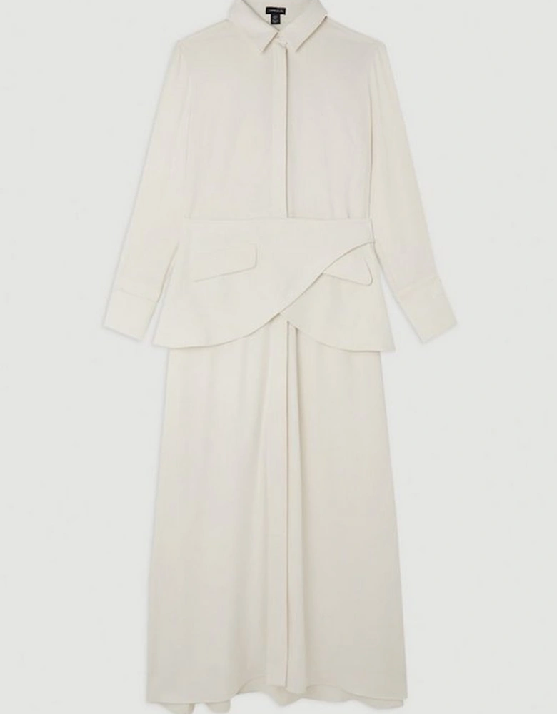 Soft Tailored Belted Maxi Shirt Dress