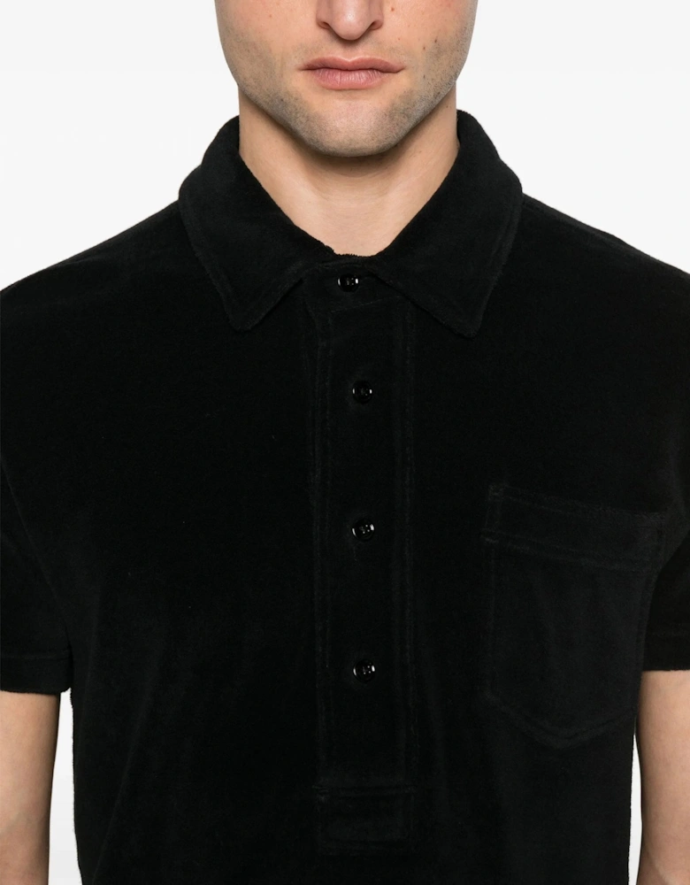 Luxury Towelling Polo Black