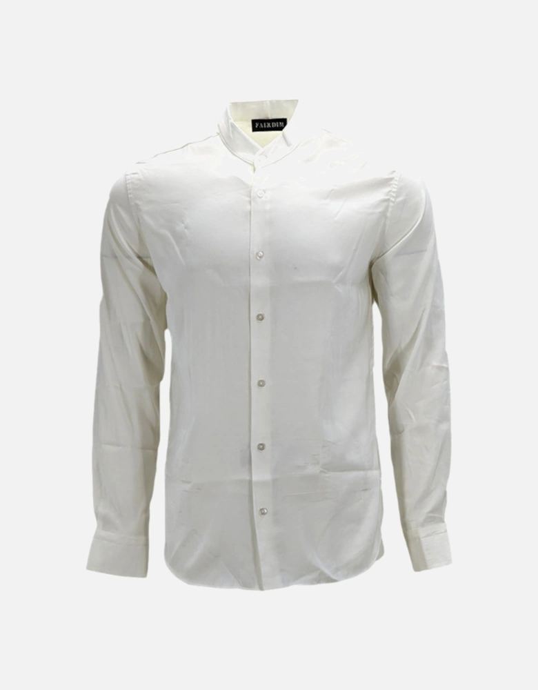 Mens Casual Band Collar Shirt Long Sleeve Solid Colour Stand Collared Quick Dry