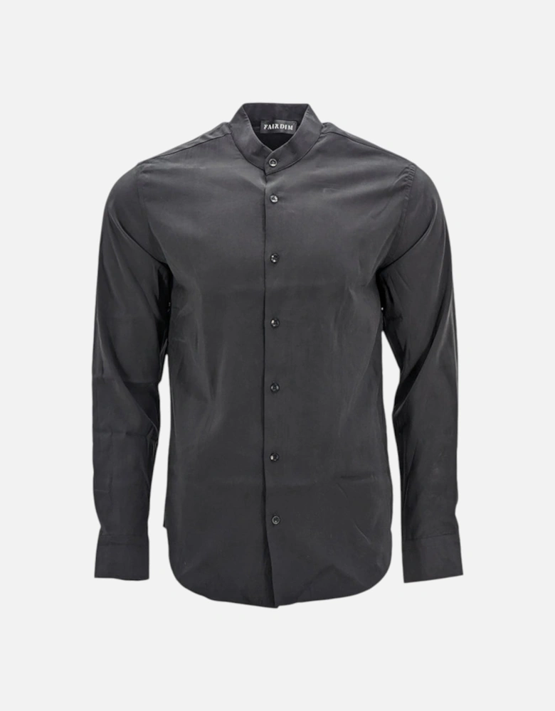 Mens Casual Band Collar Shirt Long Sleeve Solid Colour Stand Collared Quick Dry