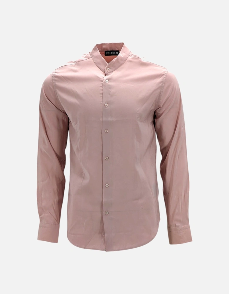 Mens Casual Band Collar Shirt Long Sleeve Solid Colour Stand Collared Quick Dry