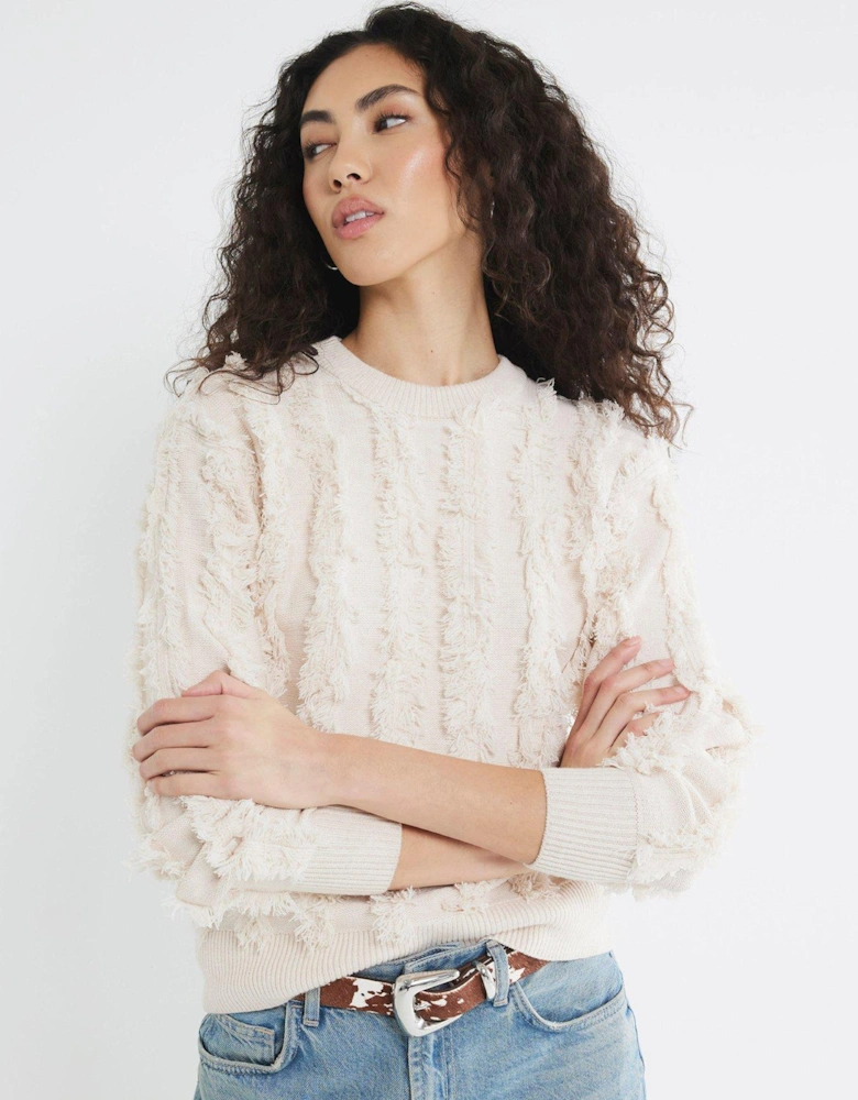 Fringe Jumper - Beige