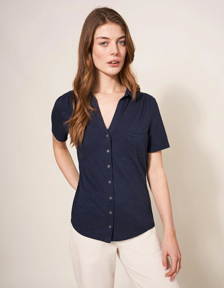 Penny Pocket Jersey Shirt - Navy