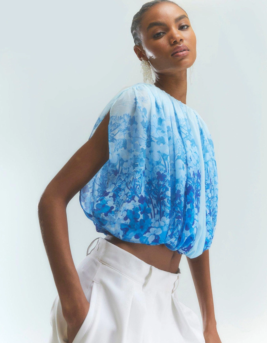 Bubble Hem Top - Blue, 2 of 1