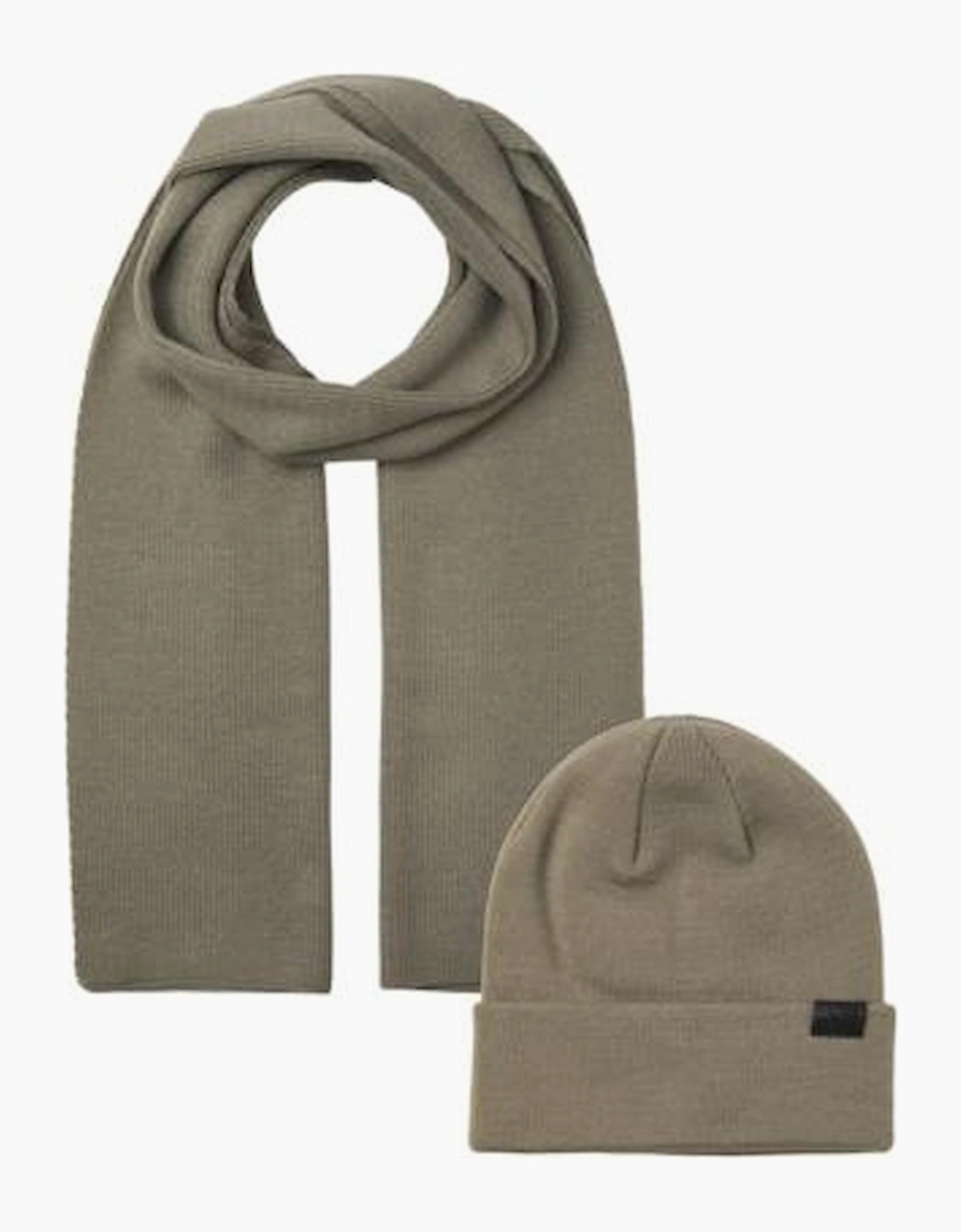 Jack & Jones Men's Green Jolly Knit Scarf & Beanie Giftset Overland Trek - Size: One-Size