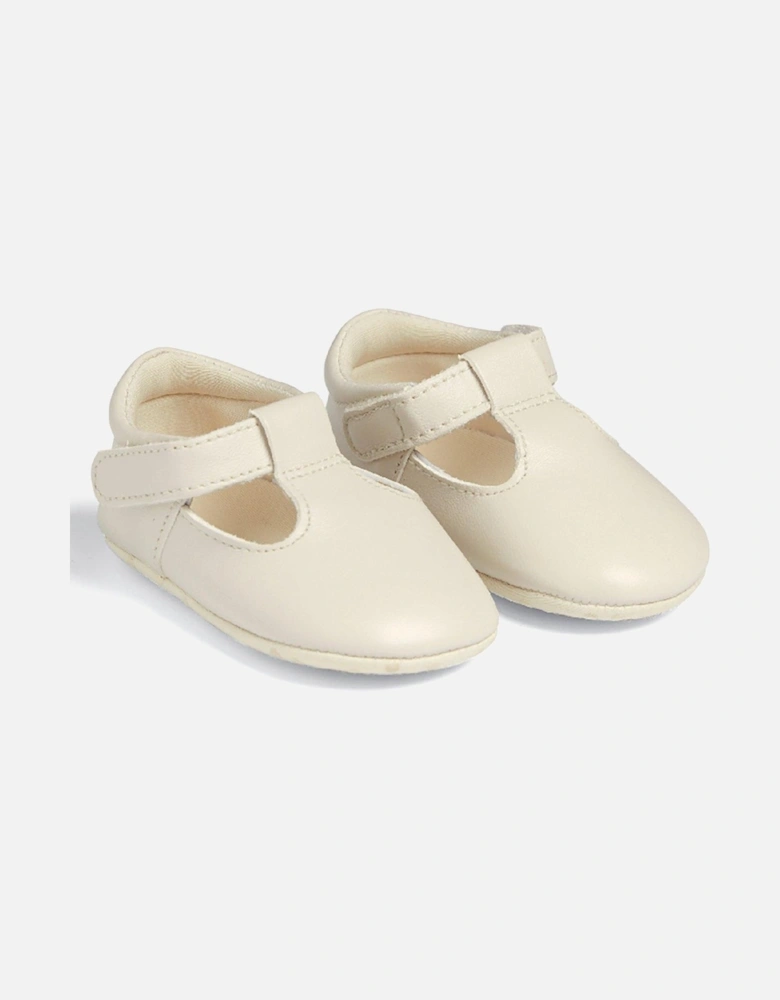 Baby Unisex T-bar Pram Shoes - White