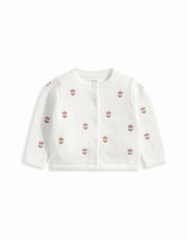 Baby Girls Embroidered Cardigan - White