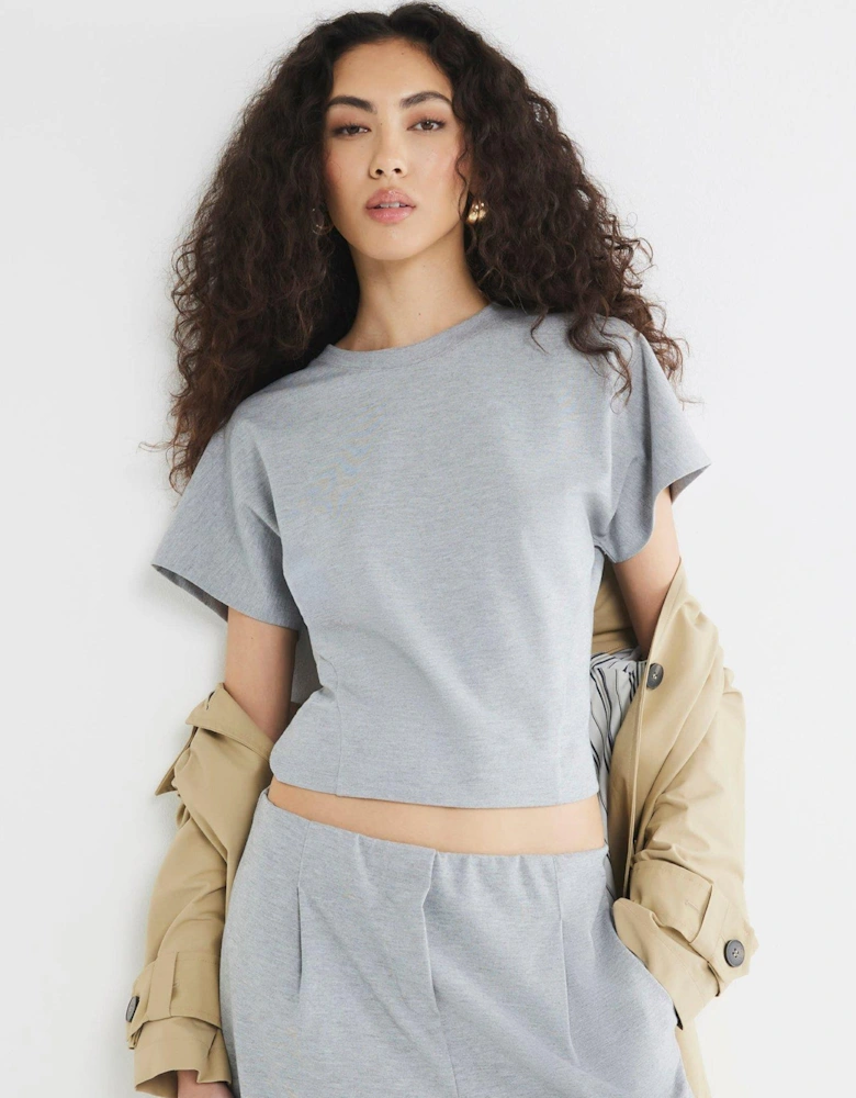 Long Sleeve Seam Detail Top - Grey