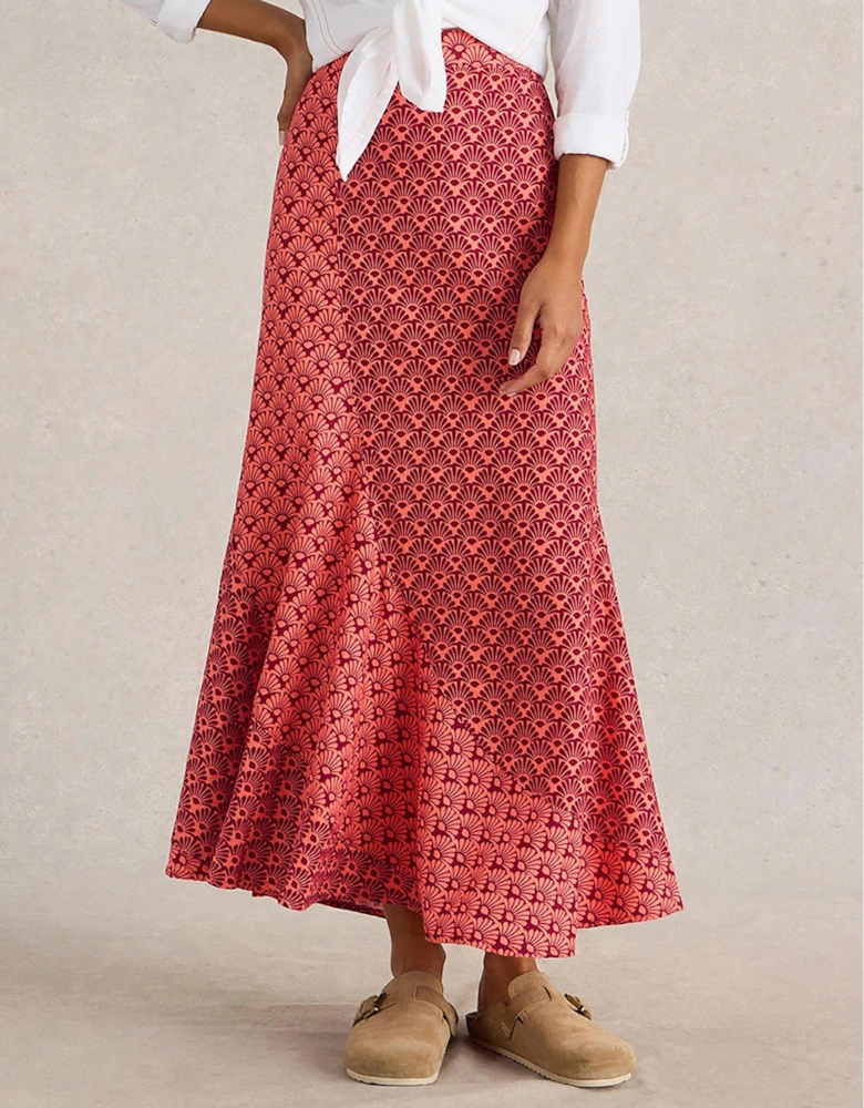 Sara Linen Blend Maxi Skirt - Red