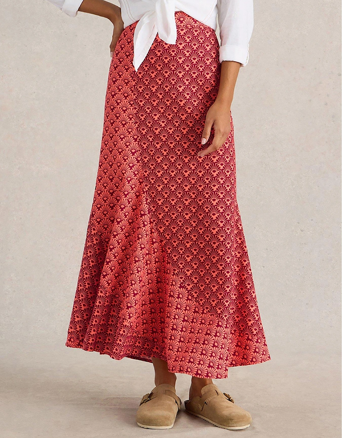 Sara Linen Blend Maxi Skirt - Red, 2 of 1