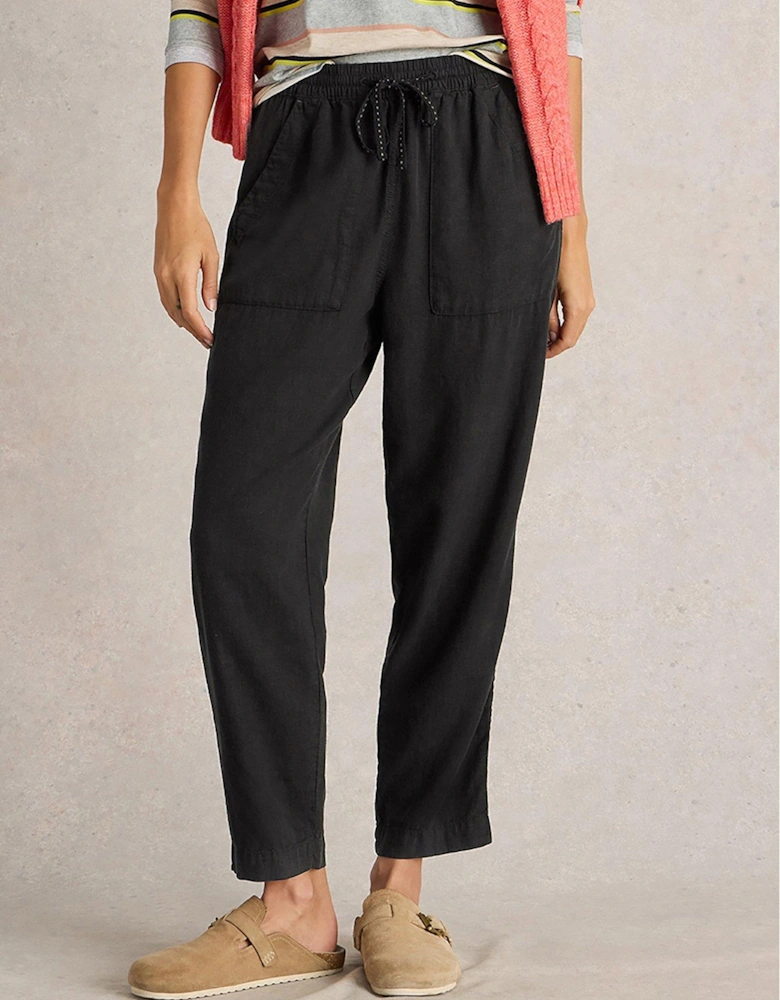 Elle Linen Blend Trouser - Black