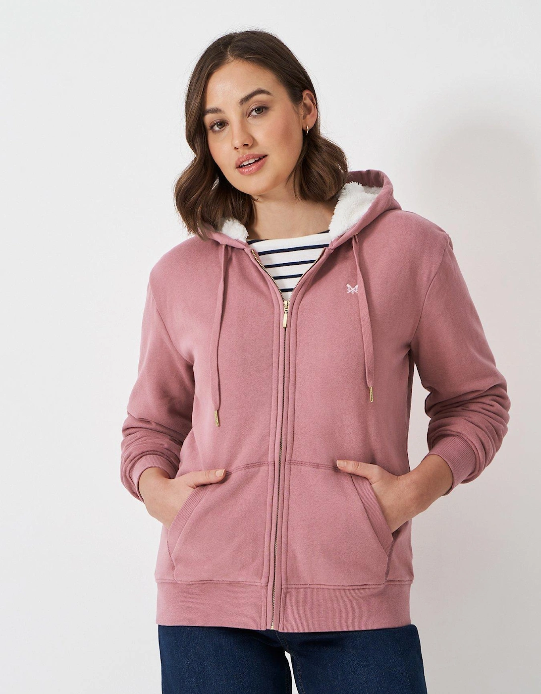 Borg Lined Zip Through Hoodie - Pink, 2 of 1