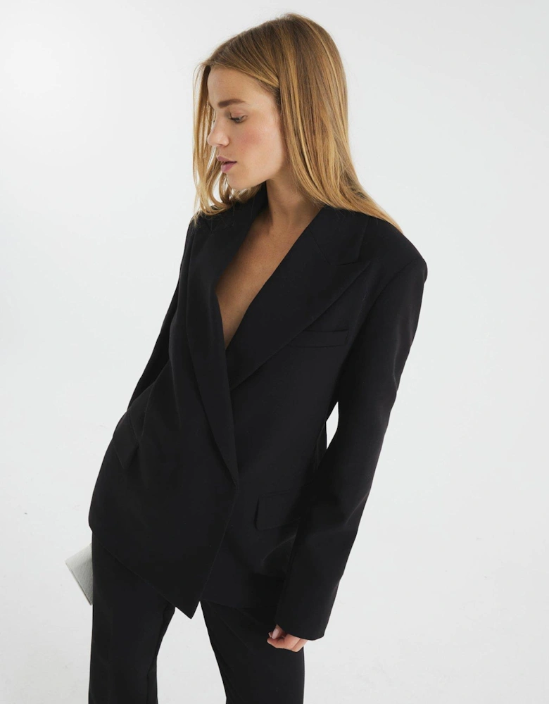 Oversized Double Breasted Blazer - Black