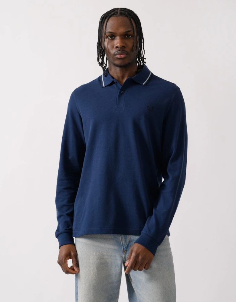 Mens Long Sleeve Twin Tipped Polo  Shirt