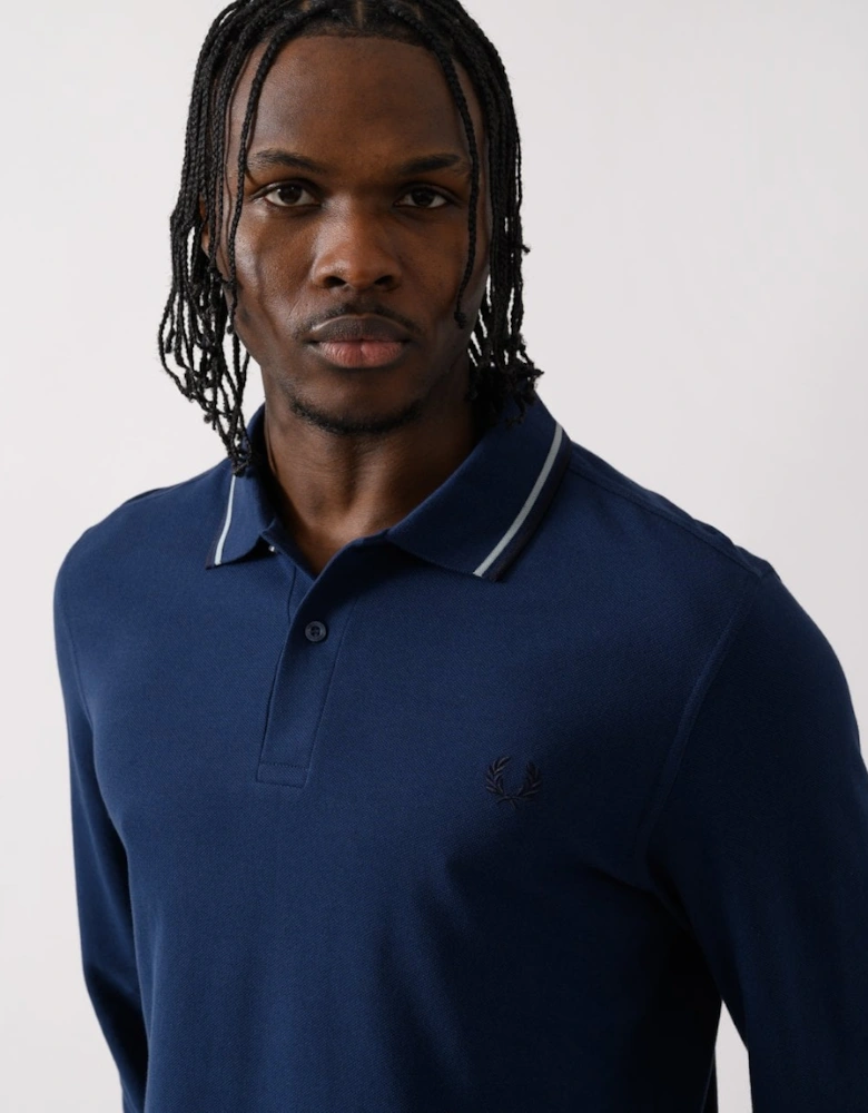 Mens Long Sleeve Twin Tipped Polo  Shirt