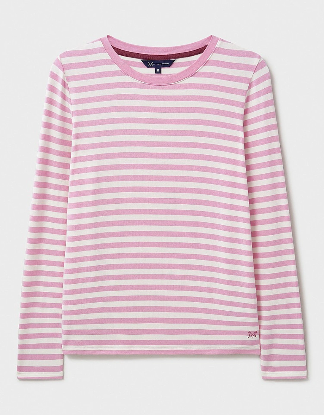 Women's Modal Blend Striped Super Soft Crew Neck Top Pink/White