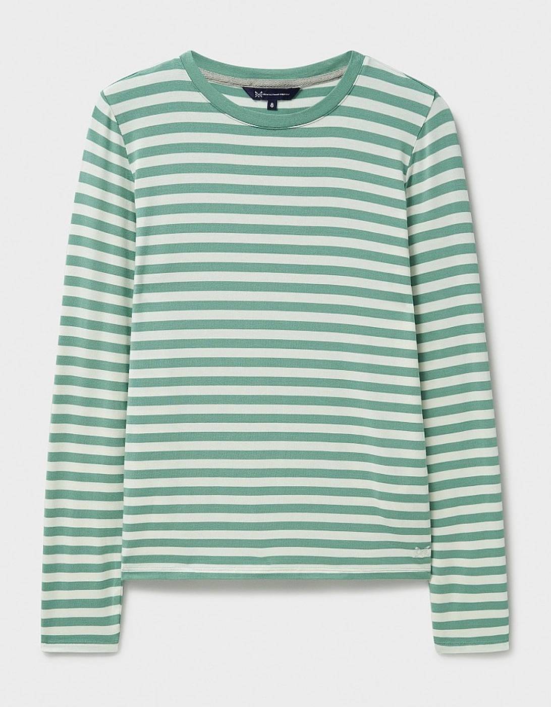 Women's Modal Blend Striped Super Soft Crew Neck Top Green/White