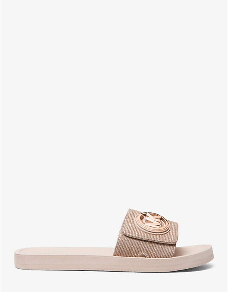 Glitter Chain-Mesh Slide Sandal