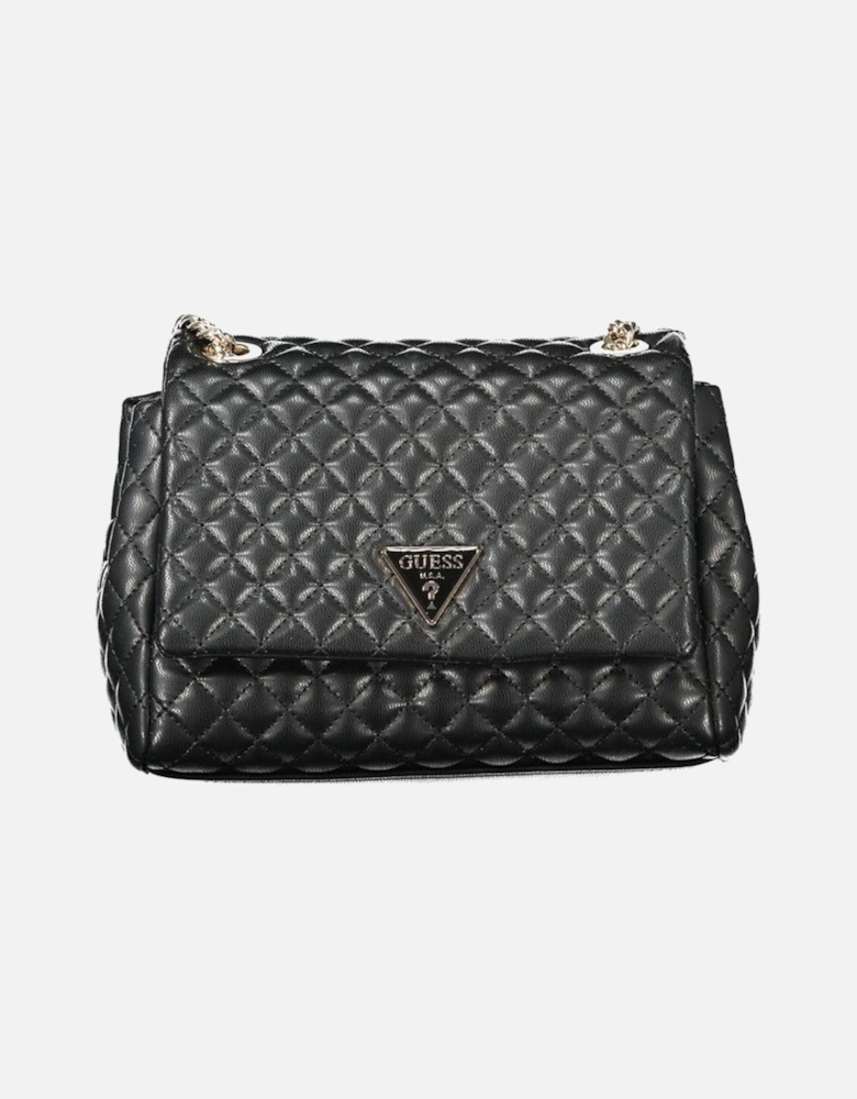 Leather Crossbody Bag with Chain Strap Women - Black Handbags